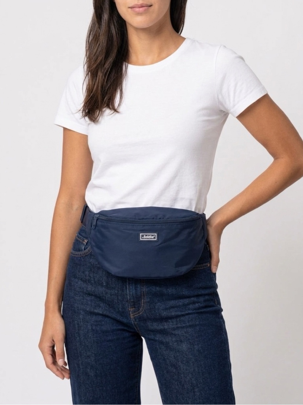 The Foldie Belt Bag Waist Fanny Pack Navy Blue Nylon Crossbody Travel Bag RFID